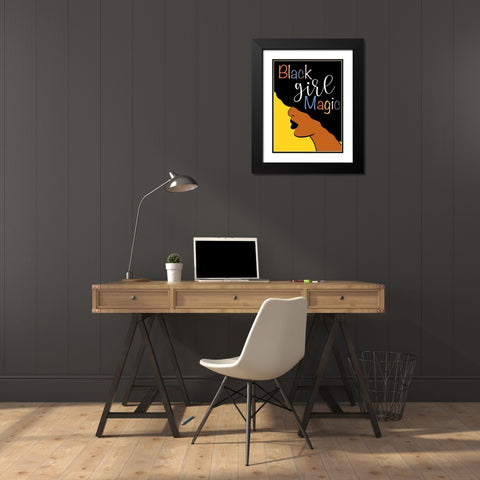 Black Girl Magic Black Modern Wood Framed Art Print with Double Matting by CAD Designs