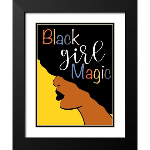 Black Girl Magic Black Modern Wood Framed Art Print with Double Matting by CAD Designs