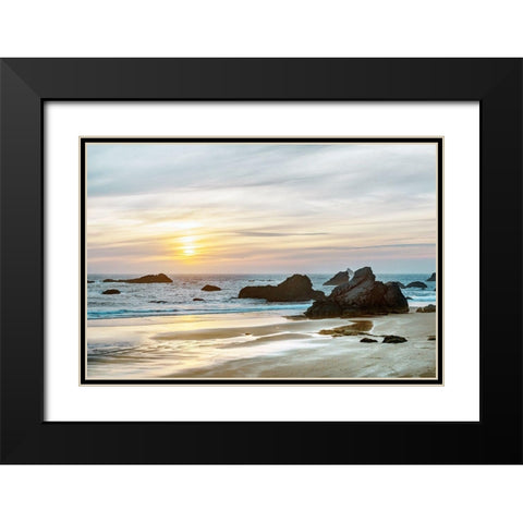 Twilight Bay Black Modern Wood Framed Art Print with Double Matting by Delimont, Danita