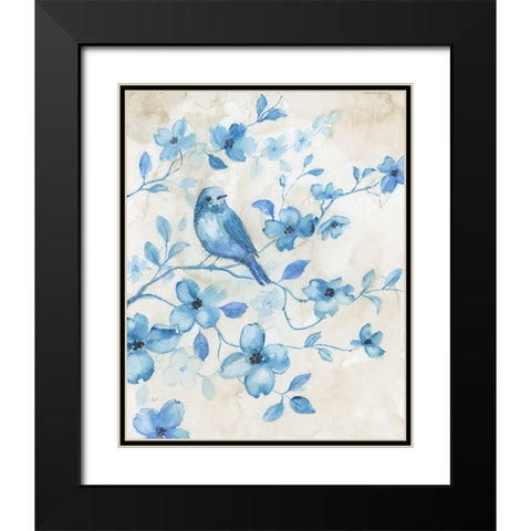 Bluebird Happiness I Black Modern Wood Framed Art Print with Double Matting by Nan