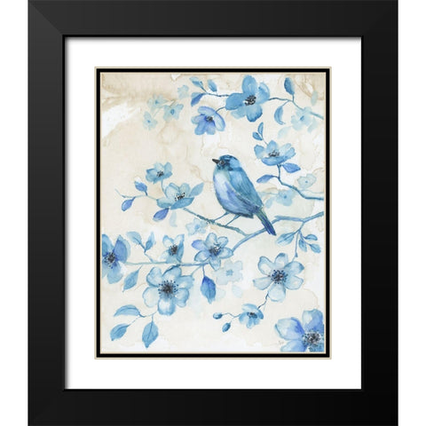 Bluebird Happiness I Black Modern Wood Framed Art Print with Double Matting by Nan