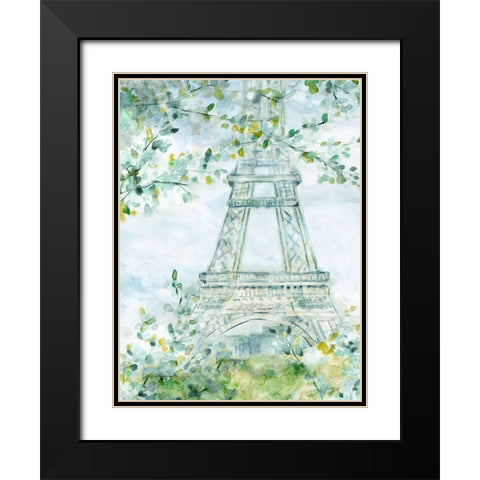 Paris Blooming Black Modern Wood Framed Art Print with Double Matting by Robinson, Carol