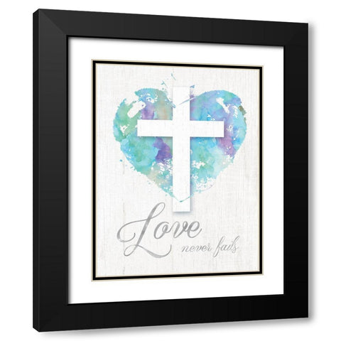 Love Never Fails Black Modern Wood Framed Art Print with Double Matting by Donovan, Kelly
