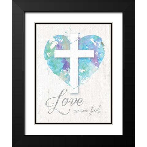 Love Never Fails Black Modern Wood Framed Art Print with Double Matting by Donovan, Kelly