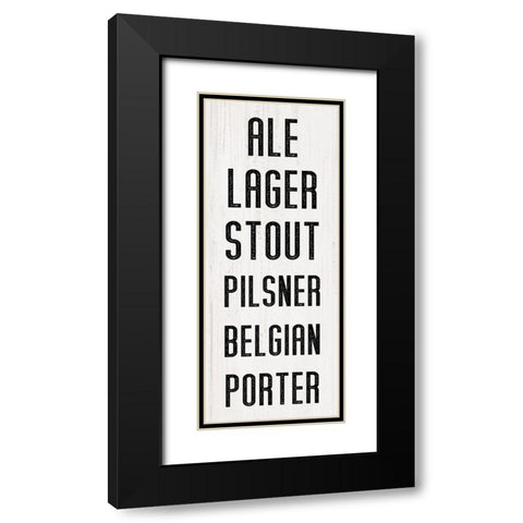 Beer List Black Modern Wood Framed Art Print with Double Matting by CAD Designs