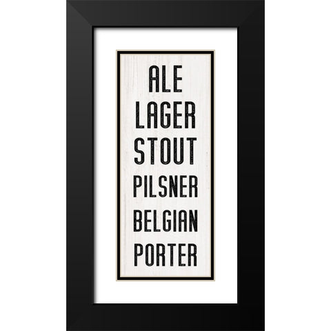 Beer List Black Modern Wood Framed Art Print with Double Matting by CAD Designs