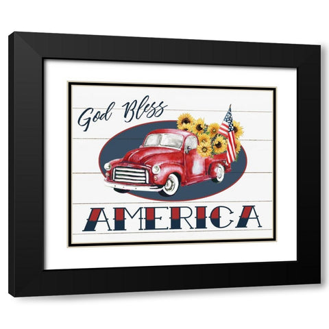 God Bless American Truck Black Modern Wood Framed Art Print with Double Matting by Robinson, Carol