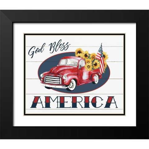 God Bless American Truck Black Modern Wood Framed Art Print with Double Matting by Robinson, Carol