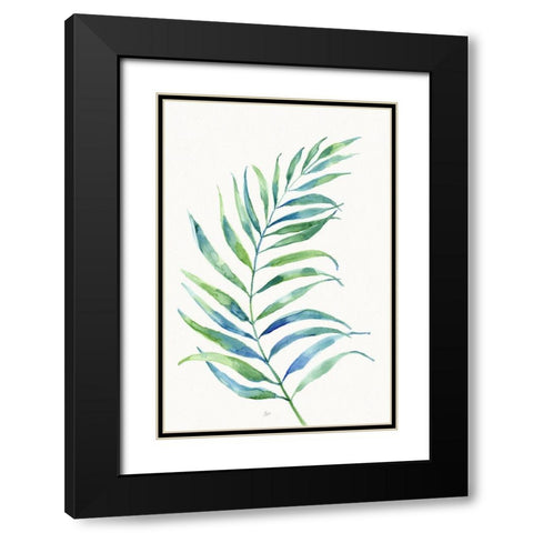 Aqua Frond I Black Modern Wood Framed Art Print with Double Matting by Nan