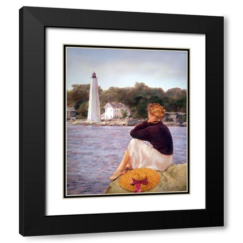 Waiting Black Modern Wood Framed Art Print with Double Matting by DeSantis, Bob