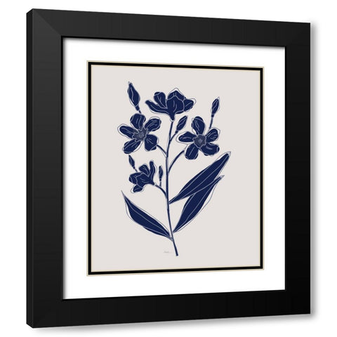 Indigo Botanical Study I Black Modern Wood Framed Art Print with Double Matting by Carpentieri, Natalie
