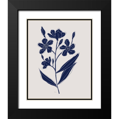 Indigo Botanical Study I Black Modern Wood Framed Art Print with Double Matting by Carpentieri, Natalie