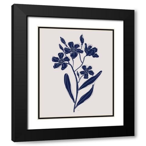 Indigo Botanical Study II Black Modern Wood Framed Art Print with Double Matting by Carpentieri, Natalie