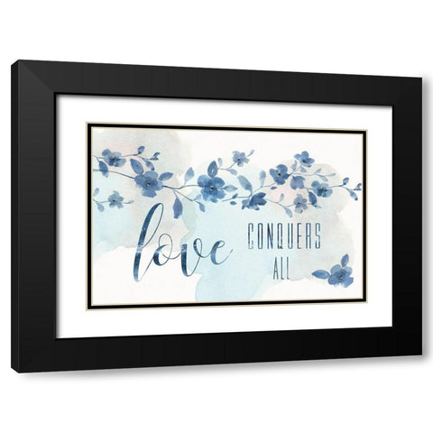 Love Conquers Black Modern Wood Framed Art Print with Double Matting by Nan