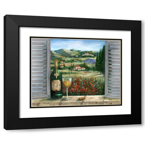 Tuscan White and Poppies Black Modern Wood Framed Art Print with Double Matting by Dunlap, Marilyn