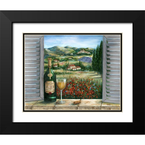Tuscan White and Poppies Black Modern Wood Framed Art Print with Double Matting by Dunlap, Marilyn