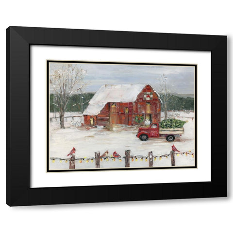 Christmas Farmyard Black Modern Wood Framed Art Print with Double Matting by Swatland, Sally