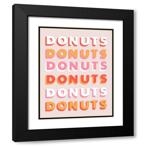 Donuts Black Modern Wood Framed Art Print with Double Matting by Designs, CAD