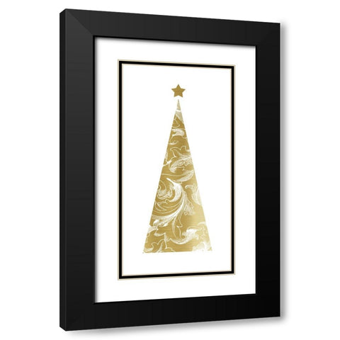 Gold Christmas Tree I Black Modern Wood Framed Art Print with Double Matting by Robinson, Carol