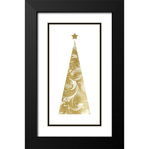Gold Christmas Tree I Black Modern Wood Framed Art Print with Double Matting by Robinson, Carol