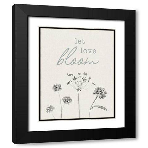 Let Love Bloom Black Modern Wood Framed Art Print with Double Matting by CAD Designs