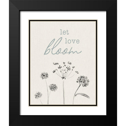 Let Love Bloom Black Modern Wood Framed Art Print with Double Matting by CAD Designs