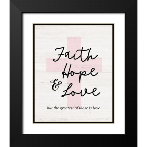 Faith-Hope and Love Cross Black Modern Wood Framed Art Print with Double Matting by Carpentieri, Natalie