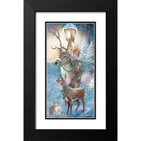 Reindeer and Friends Black Modern Wood Framed Art Print with Double Matting by Manning, Ruane