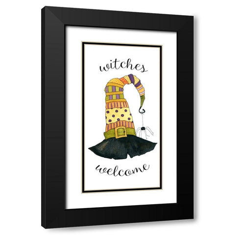 Witches Welcome Hat Black Modern Wood Framed Art Print with Double Matting by Finn, Livi