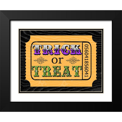 Trick or Treat Ticket Black Modern Wood Framed Art Print with Double Matting by Finn, Livi