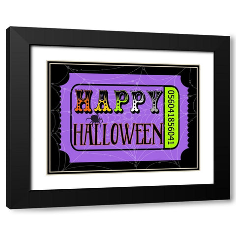 Happy Halloween Ticket Black Modern Wood Framed Art Print with Double Matting by Finn, Livi