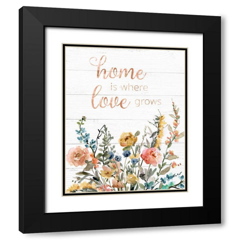 Home is Where Love Grows Black Modern Wood Framed Art Print with Double Matting by Robinson, Carol