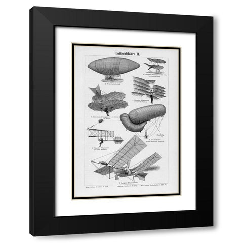 Industrial Flight Black Modern Wood Framed Art Print with Double Matting by CAD Designs