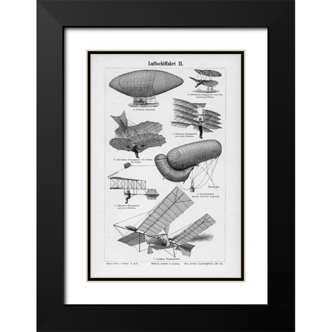 Industrial Flight Black Modern Wood Framed Art Print with Double Matting by CAD Designs