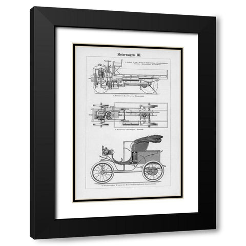 Industrial Motorcar Black Modern Wood Framed Art Print with Double Matting by CAD Designs