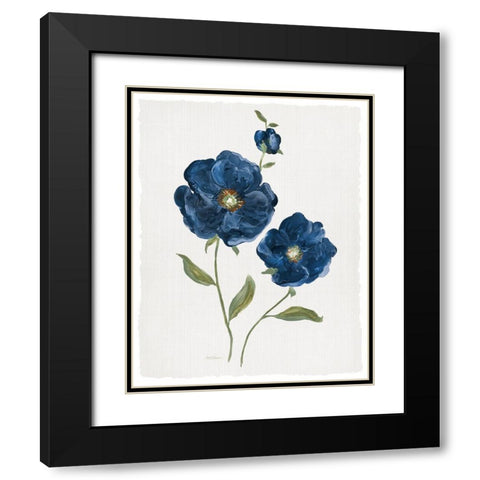 Blue Poppies Black Modern Wood Framed Art Print with Double Matting by Robinson, Carol