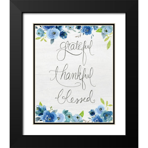 Grateful-Thankful-Blessed Black Modern Wood Framed Art Print with Double Matting by Santiago, Daniela