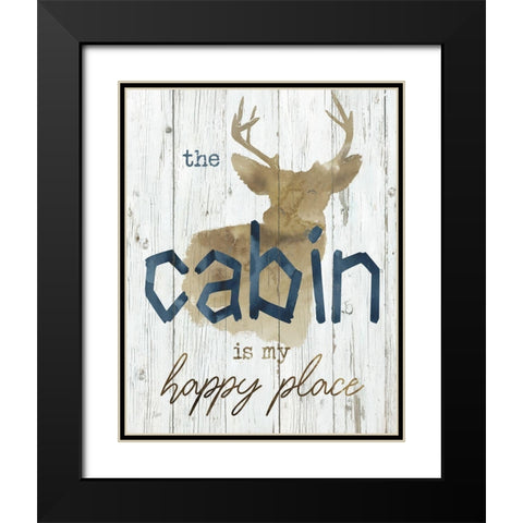 Happy Place Cabin Black Modern Wood Framed Art Print with Double Matting by Nan
