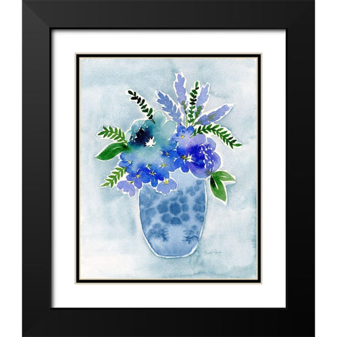 Blue Bouquet I Black Modern Wood Framed Art Print with Double Matting by Gunn, Kourtni