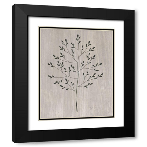 Leaves and Wood II Black Modern Wood Framed Art Print with Double Matting by Gunn, Kourtni