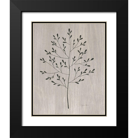 Leaves and Wood II Black Modern Wood Framed Art Print with Double Matting by Gunn, Kourtni