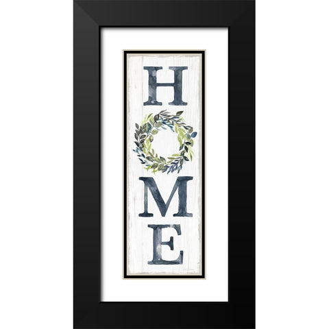 Blue Home Wreath Black Modern Wood Framed Art Print with Double Matting by Brockmon, Kristen
