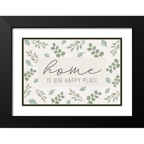 Home is our Happy Place Black Modern Wood Framed Art Print with Double Matting by Carpentieri, Natalie