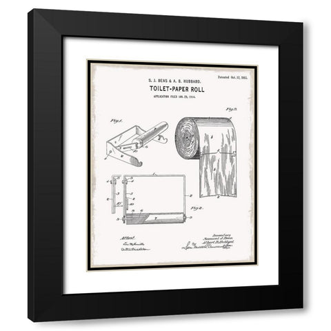 Toilet Paper Patent I Black Modern Wood Framed Art Print with Double Matting by Donovan, Kelly
