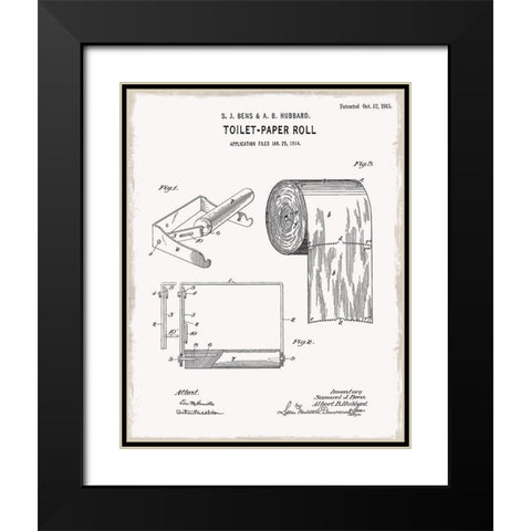 Toilet Paper Patent I Black Modern Wood Framed Art Print with Double Matting by Donovan, Kelly