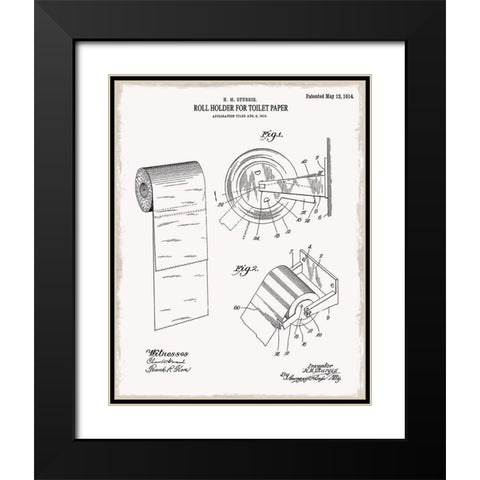 Toilet Paper III Black Modern Wood Framed Art Print with Double Matting by Donovan, Kelly