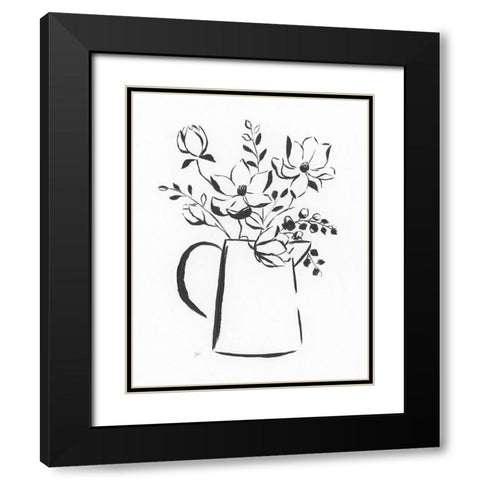 Sketchy Bouquet I Black Modern Wood Framed Art Print with Double Matting by Nan
