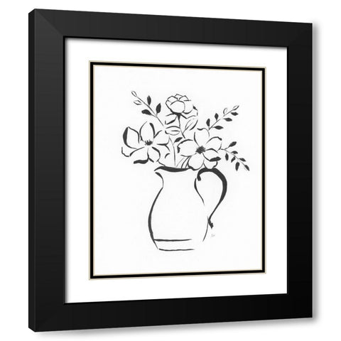 Sketchy Bouquet II Black Modern Wood Framed Art Print with Double Matting by Nan