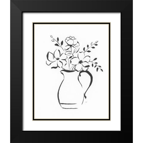 Sketchy Bouquet II Black Modern Wood Framed Art Print with Double Matting by Nan