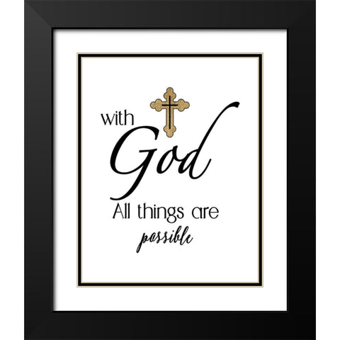 All Things Possible Gold Black Modern Wood Framed Art Print with Double Matting by CAD Designs